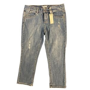 NWT Tommy Hilfiger Jeans Women’s 6 Blue Spirit Cropped Low Rise Distressed Capri